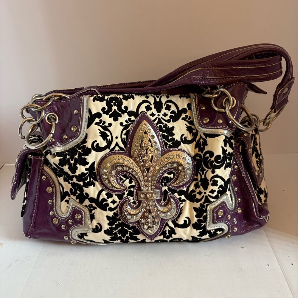Elegant Purple and Black Women's Bag Set - Picture 6 of 13